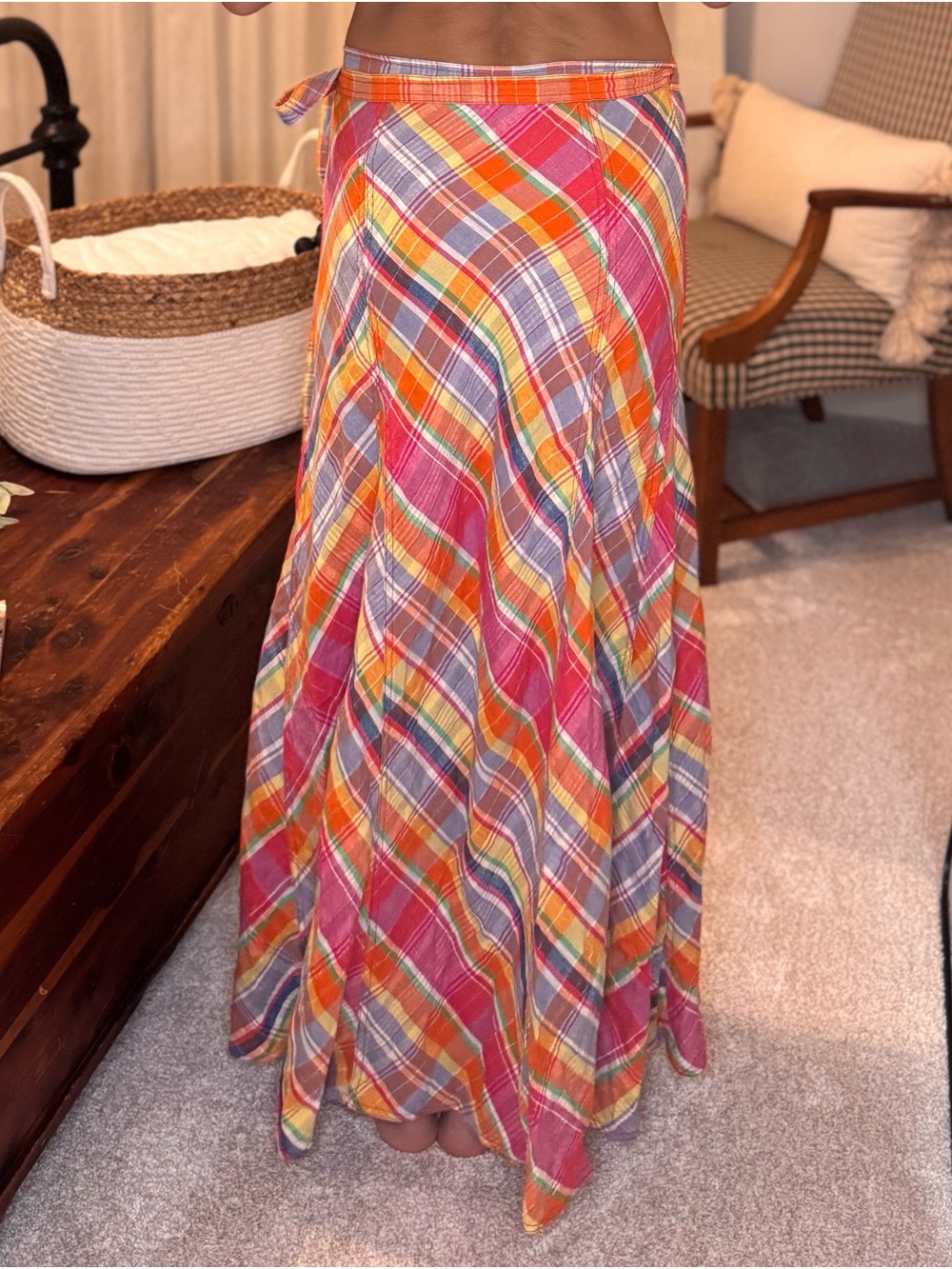 Ralph Lauren Multicolor Plaid Wrap Maxi Skirt - Picture 2 of 7